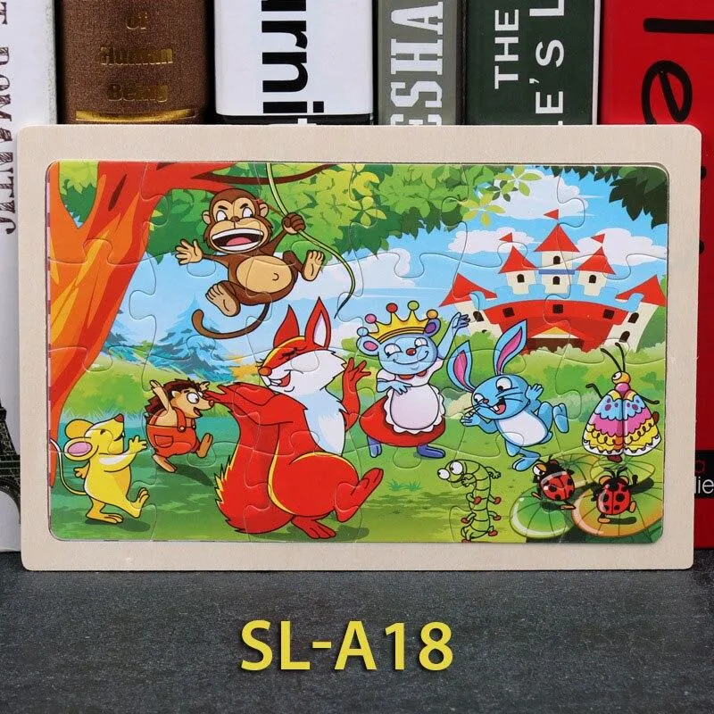 24 Piece Wooden Jigsaw Puzzle Baby Early Childhood Educational Toys for Children Cartoon Animal Puzzles Kids Interactive Toy