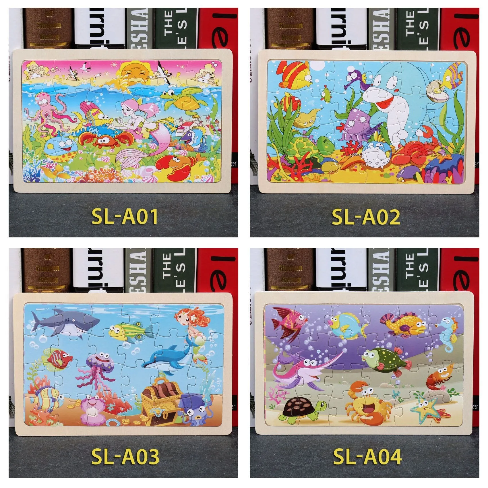 24 Piece Wooden Jigsaw Puzzle Baby Early Childhood Educational Toys for Children Cartoon Animal Puzzles Kids Interactive Toy