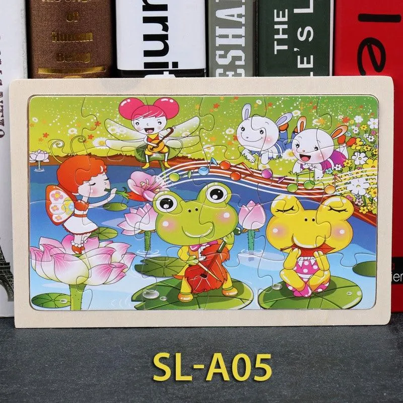 24 Piece Wooden Jigsaw Puzzle Baby Early Childhood Educational Toys for Children Cartoon Animal Puzzles Kids Interactive Toy