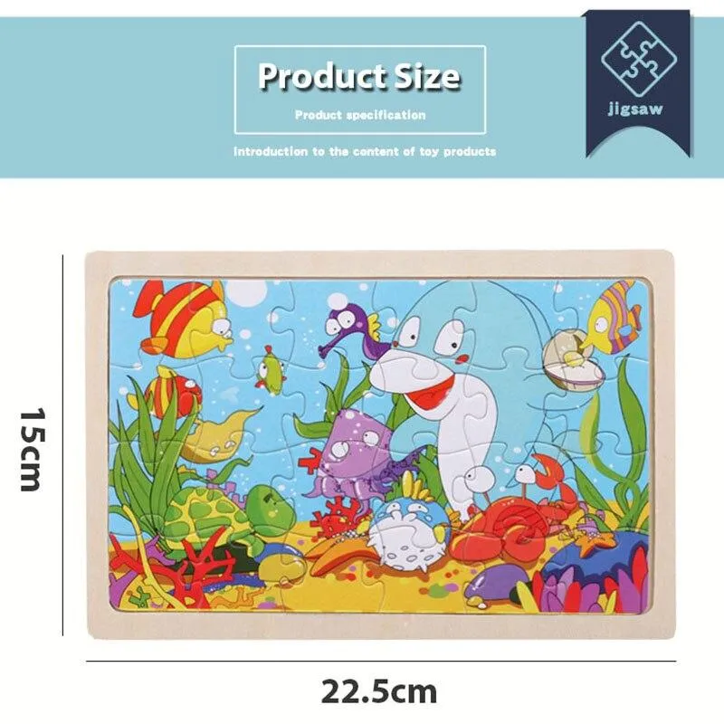 24 Piece Wooden Jigsaw Puzzle Baby Early Childhood Educational Toys for Children Cartoon Animal Puzzles Kids Interactive Toy