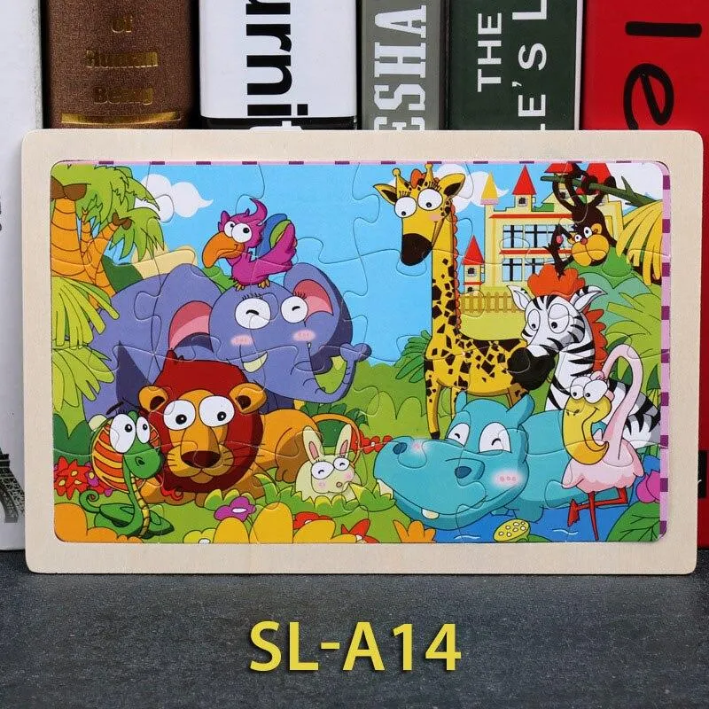 24 Piece Wooden Jigsaw Puzzle Baby Early Childhood Educational Toys for Children Cartoon Animal Puzzles Kids Interactive Toy
