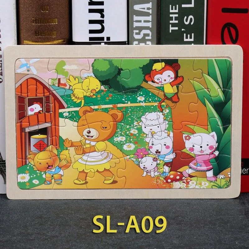 24 Piece Wooden Jigsaw Puzzle Baby Early Childhood Educational Toys for Children Cartoon Animal Puzzles Kids Interactive Toy