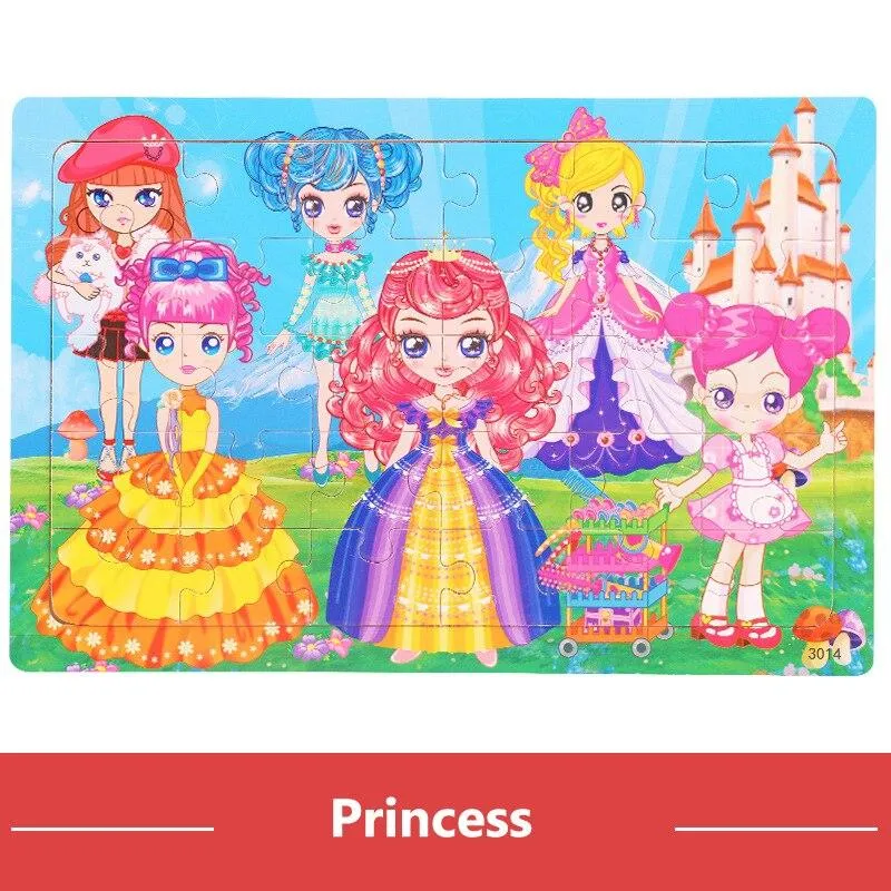 30pcs Jigsaw Puzzle Kids Wooden Toys Cartoon Animal Wood Puzzle Board Early Learning Baby Educational Toys for Children