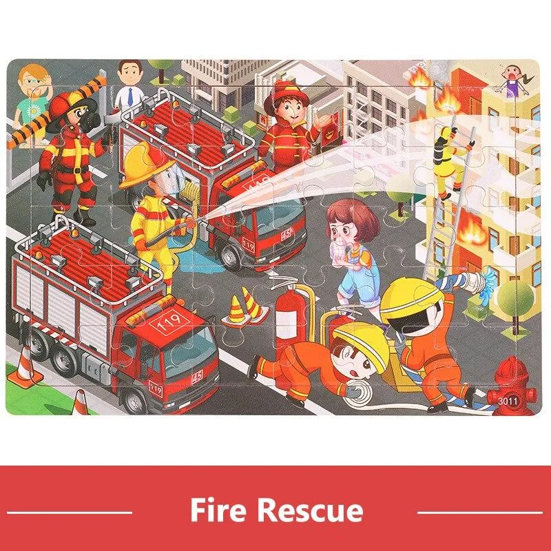 30pcs Jigsaw Puzzle Kids Wooden Toys Cartoon Animal Wood Puzzle Board Early Learning Baby Educational Toys for Children