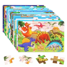 30pcs Jigsaw Puzzle Kids Wooden Toys Cartoon Animal Wood Puzzle Board Early Learning Baby Educational Toys for Children
