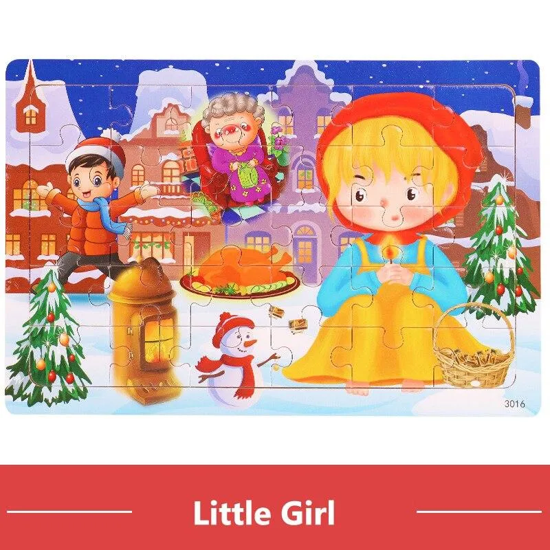 30pcs Jigsaw Puzzle Kids Wooden Toys Cartoon Animal Wood Puzzle Board Early Learning Baby Educational Toys for Children