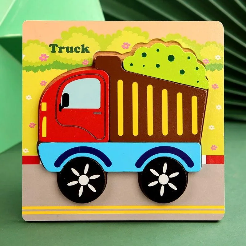 3D Wooden Puzzles Educational Cartoon Animals Early Learning Cognition Intelligence Puzzle Game For Children Toys