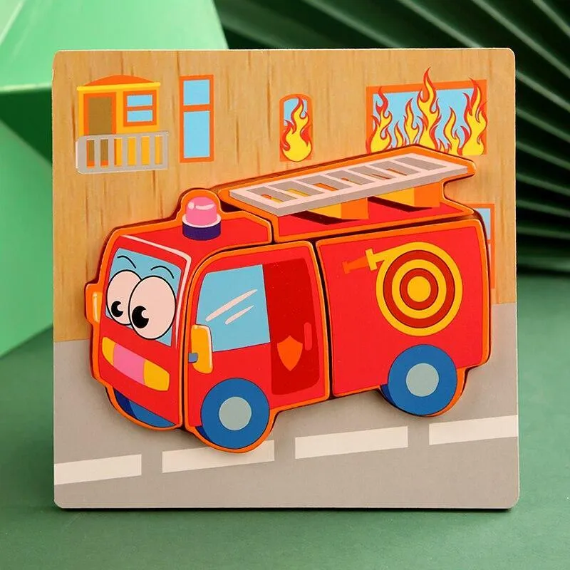 3D Wooden Puzzles Educational Cartoon Animals Early Learning Cognition Intelligence Puzzle Game For Children Toys