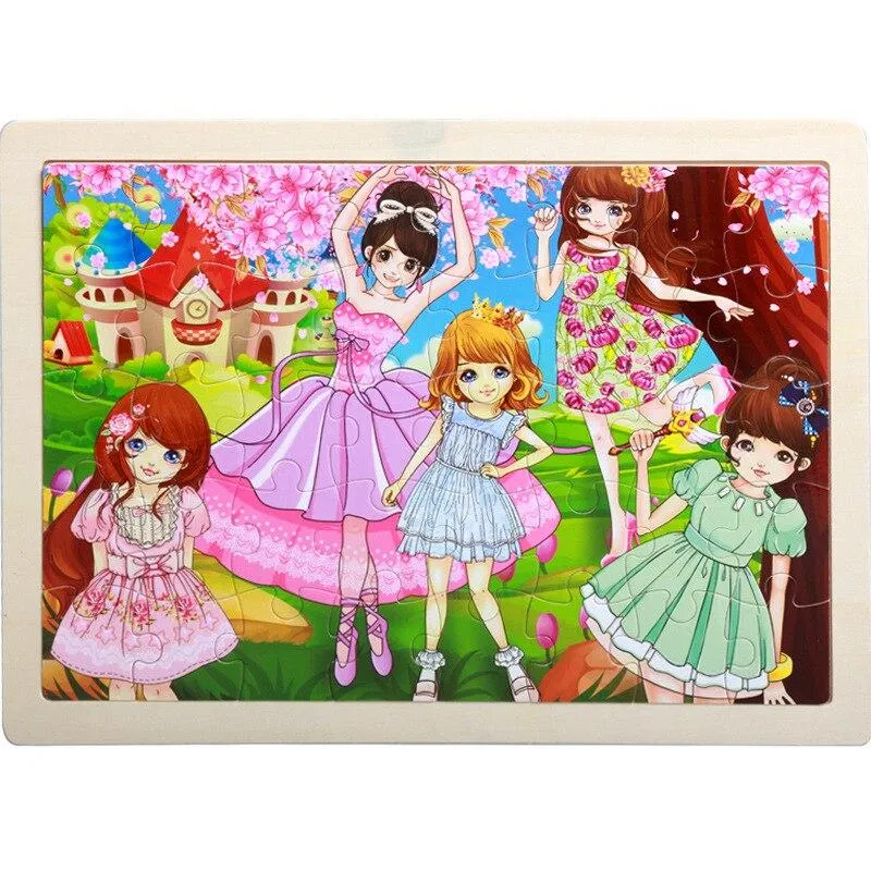 40 Pieces Kids Wooden Puzzle Board Toy Fun Cartoon Animal Jigsaw Boy Girl Baby Early Educational Learning Toys for Children Gift
