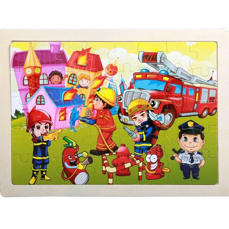 40 Pieces Kids Wooden Puzzle Board Toy Fun Cartoon Animal Jigsaw Boy Girl Baby Early Educational Learning Toys for Children Gift