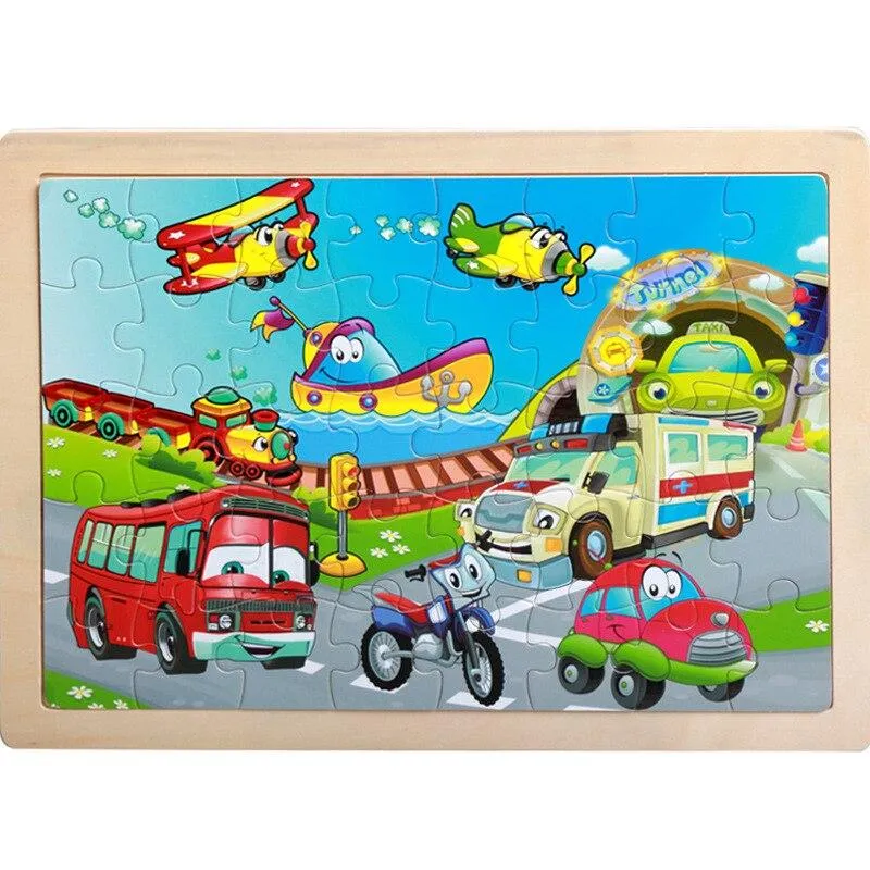 40 Pieces Kids Wooden Puzzle Board Toy Fun Cartoon Animal Jigsaw Boy Girl Baby Early Educational Learning Toys for Children Gift