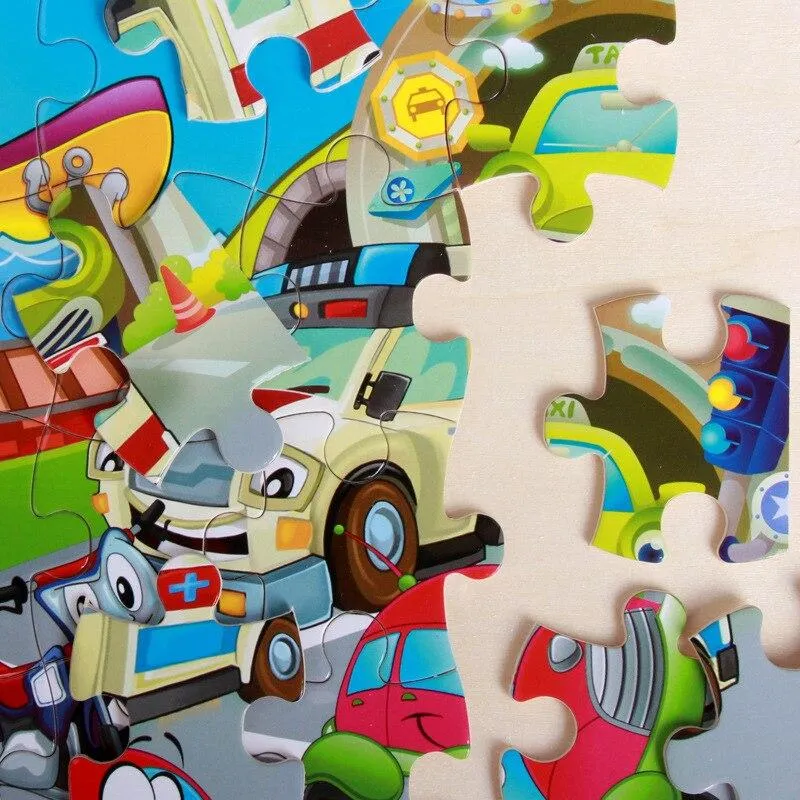 40 Pieces Kids Wooden Puzzle Board Toy Fun Cartoon Animal Jigsaw Boy Girl Baby Early Educational Learning Toys for Children Gift