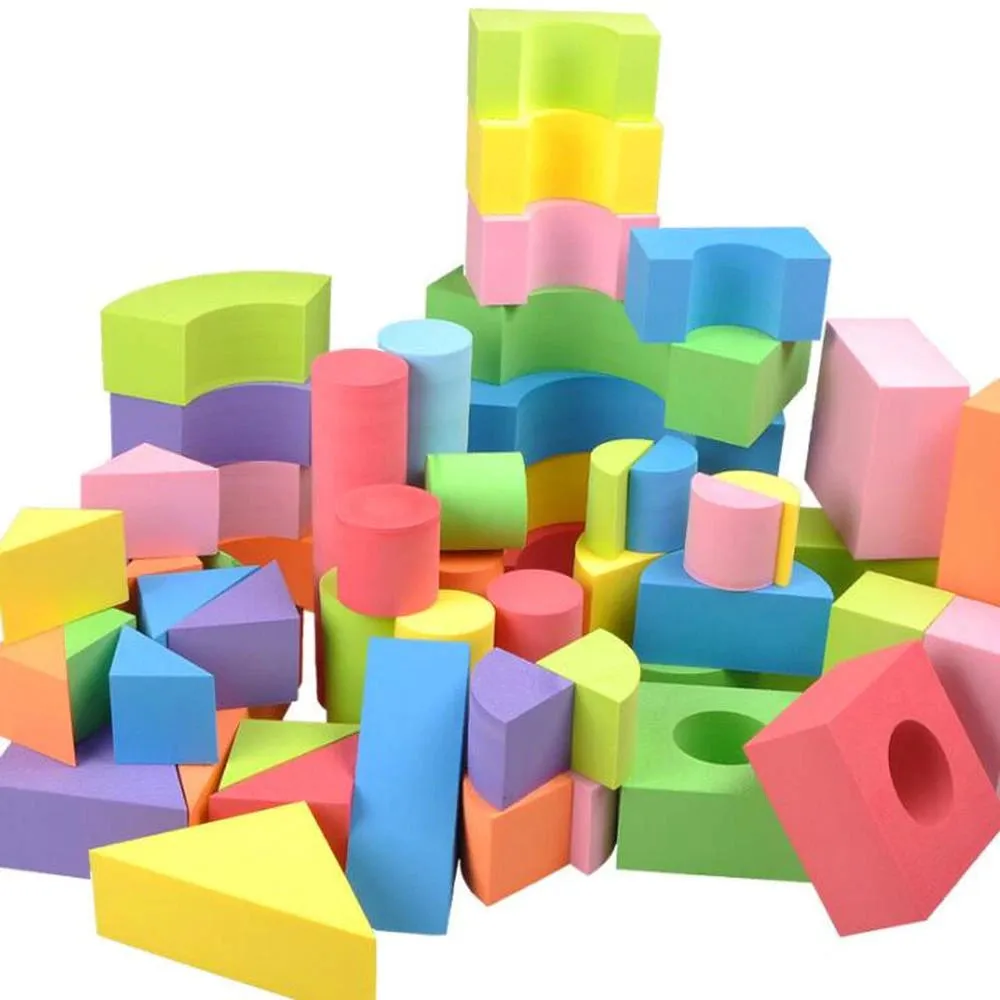 54 Pcs Soft Colorful Foam Building Blocks for Kids Playing Indoor Outdoor