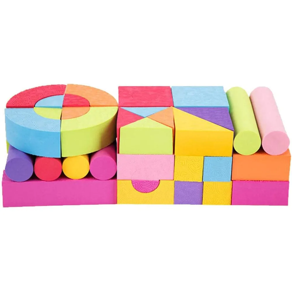 54 Pcs Soft Colorful Foam Building Blocks for Kids Playing Indoor Outdoor
