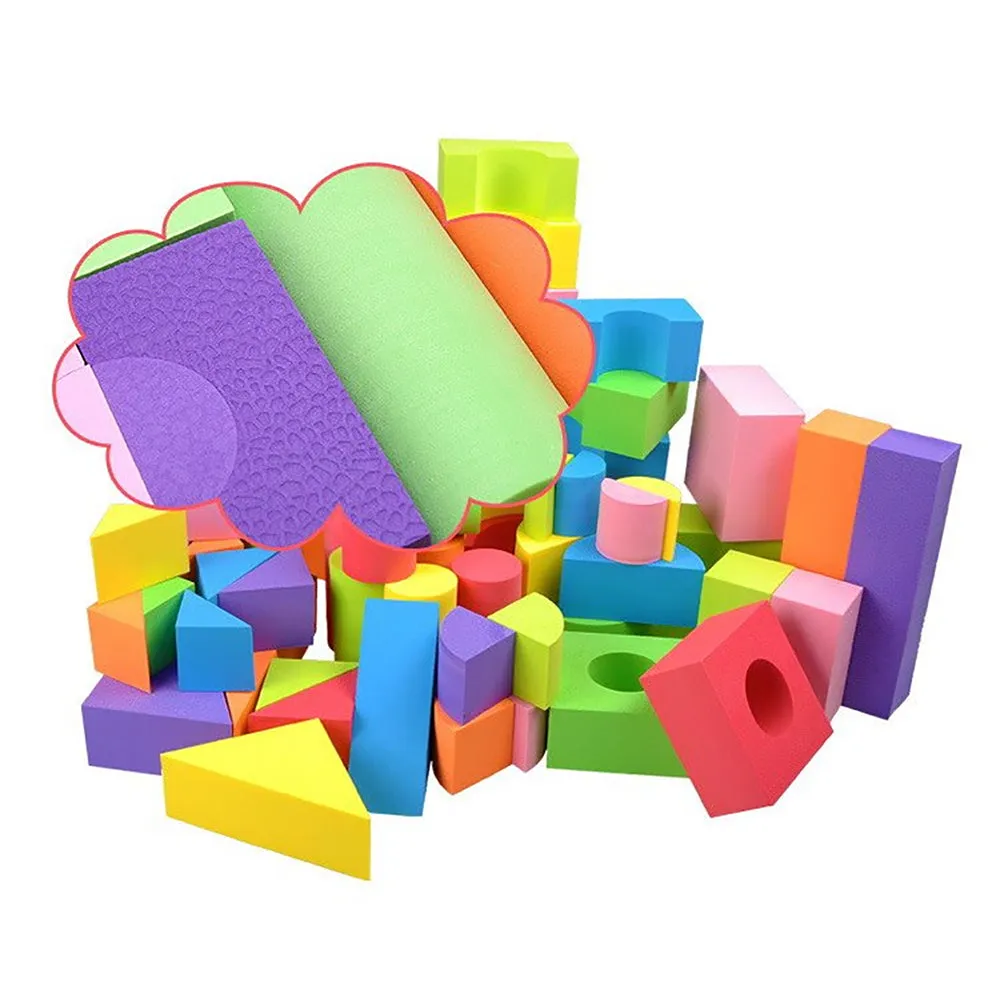 54 Pcs Soft Colorful Foam Building Blocks for Kids Playing Indoor Outdoor