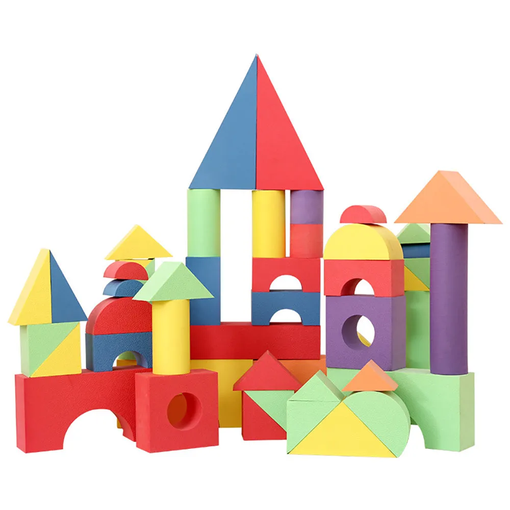 54 Pcs Soft Colorful Foam Building Blocks for Kids Playing Indoor Outdoor