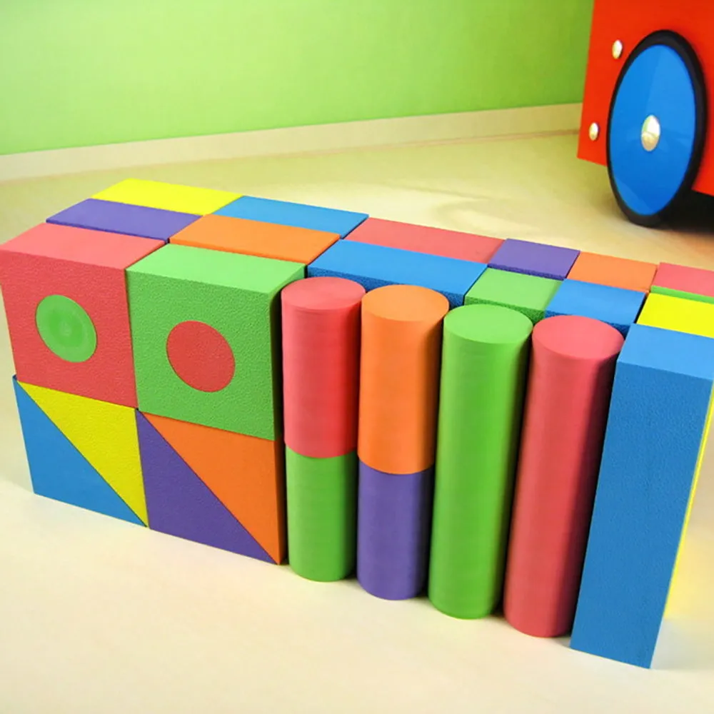 54 Pcs Soft Colorful Foam Building Blocks for Kids Playing Indoor Outdoor