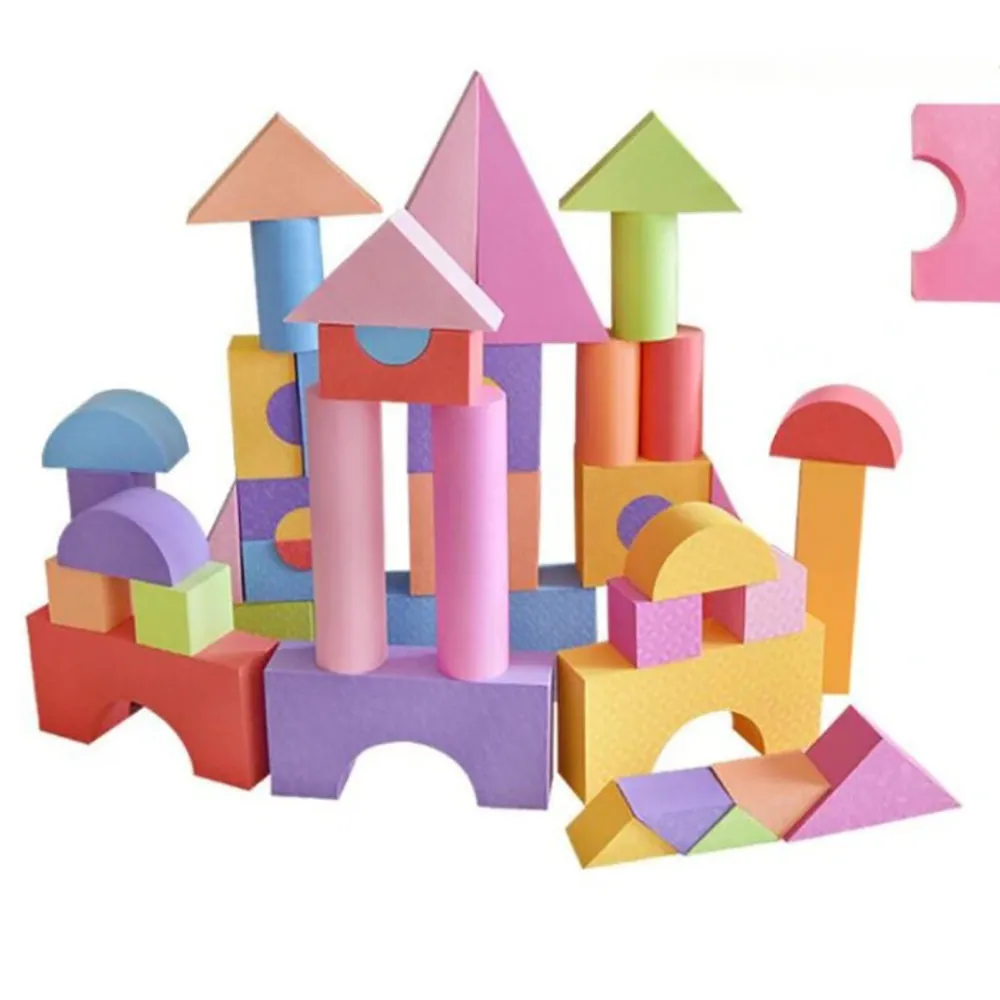 54 Pcs Soft Colorful Foam Building Blocks for Kids Playing Indoor Outdoor