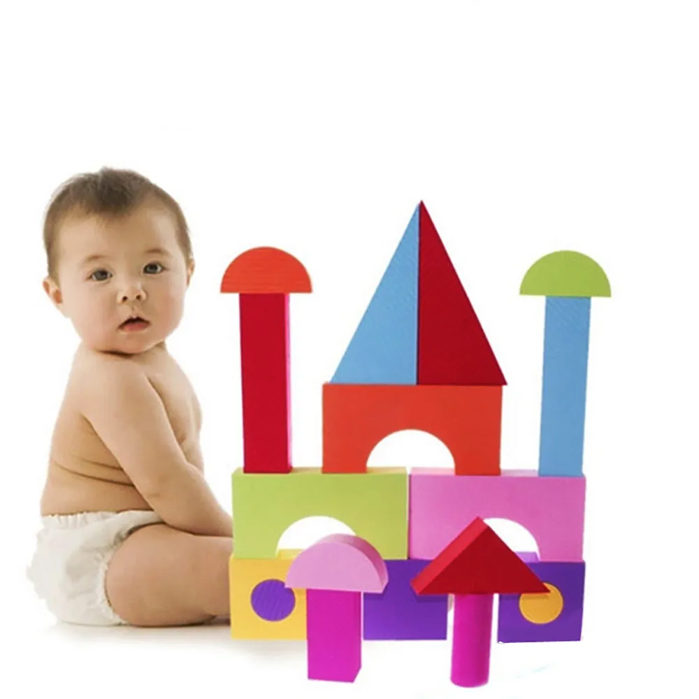 54 Pcs Soft Colorful Foam Building Blocks for Kids Playing Indoor Outdoor