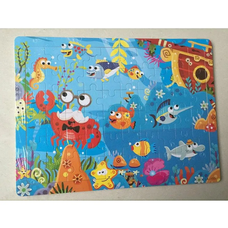 60 Pieces Wooden Puzzle Kids Toys Baby Wood Jigsaw Puzzles Cartoon Jurassic Dinosaur Animal Early Educational Toys for Children