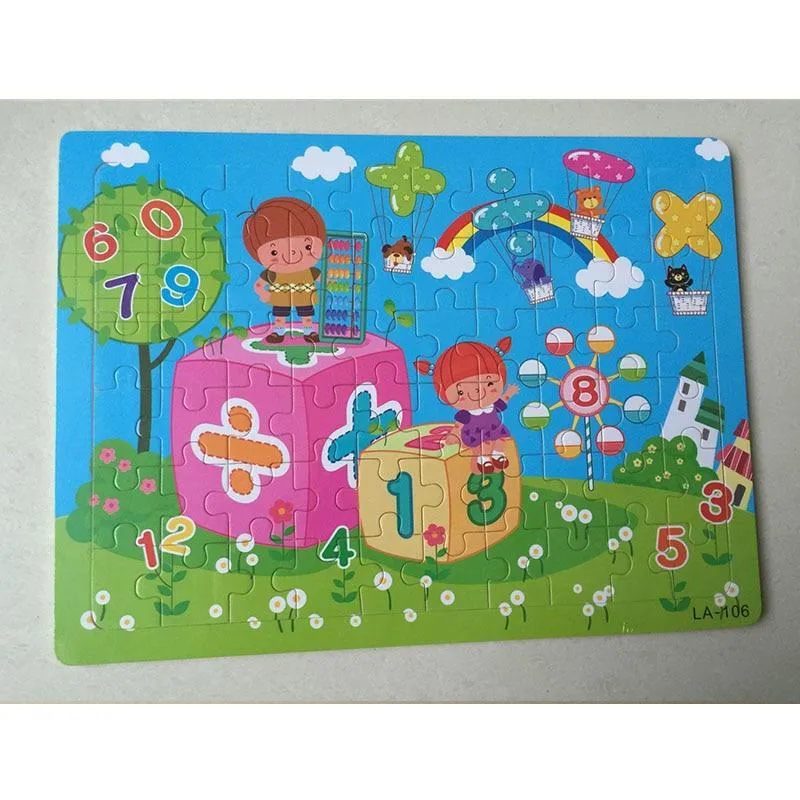 60 Pieces Wooden Puzzle Kids Toys Baby Wood Jigsaw Puzzles Cartoon Jurassic Dinosaur Animal Early Educational Toys for Children