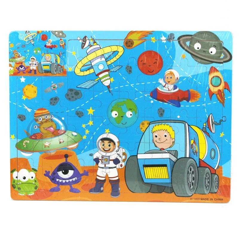 60 Pieces Wooden Puzzle Kids Toys Baby Wood Jigsaw Puzzles Cartoon Jurassic Dinosaur Animal Early Educational Toys for Children