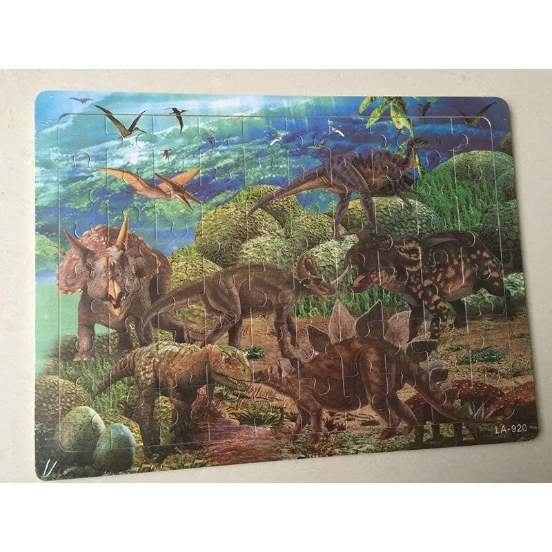 60 Pieces Wooden Puzzle Kids Toys Baby Wood Jigsaw Puzzles Cartoon Jurassic Dinosaur Animal Early Educational Toys for Children