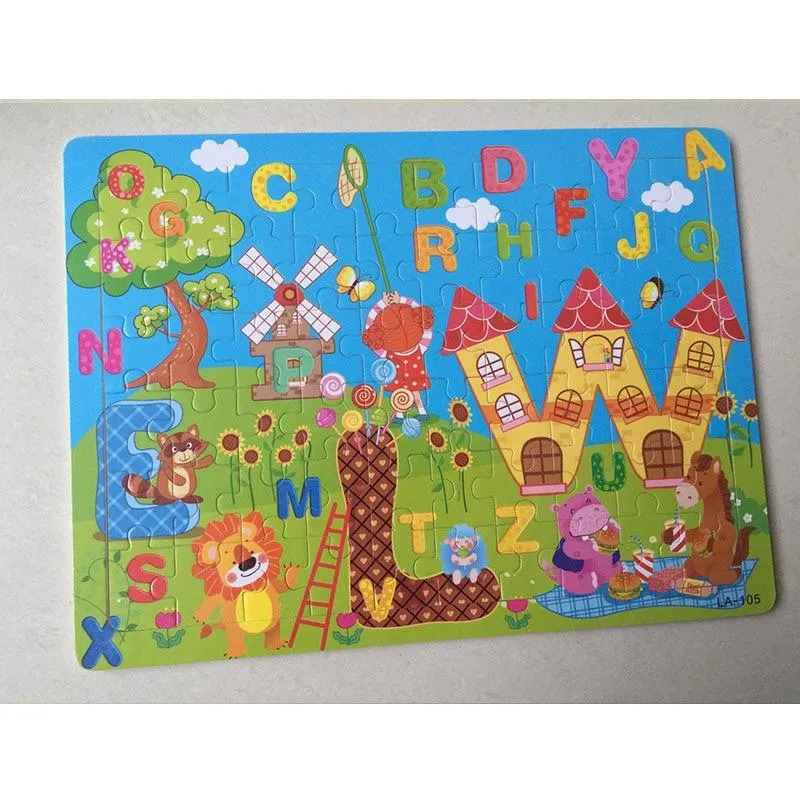 60 Pieces Wooden Puzzle Kids Toys Baby Wood Jigsaw Puzzles Cartoon Jurassic Dinosaur Animal Early Educational Toys for Children
