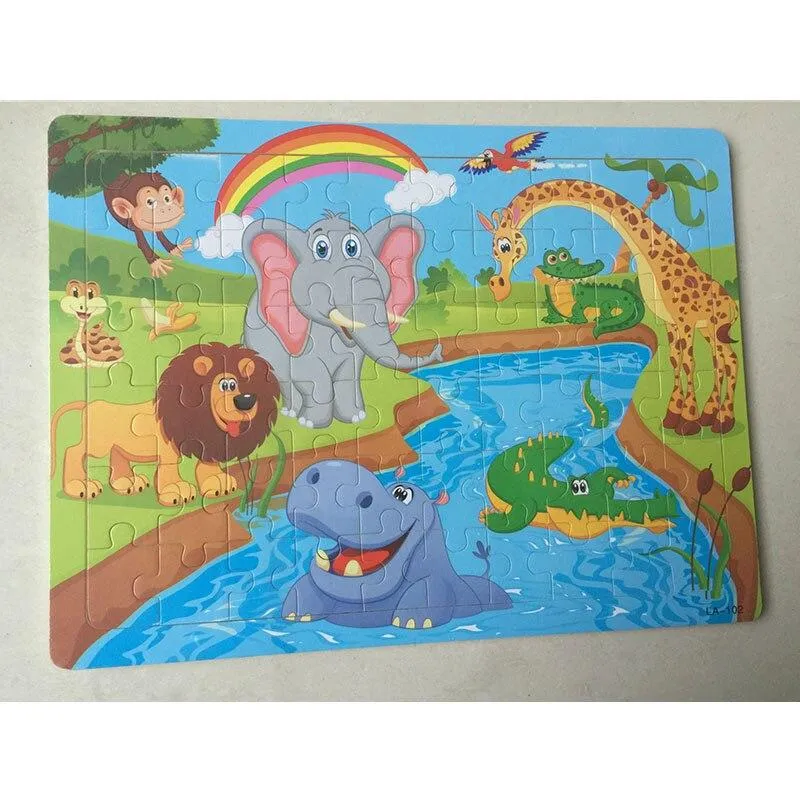 60 Pieces Wooden Puzzle Kids Toys Baby Wood Jigsaw Puzzles Cartoon Jurassic Dinosaur Animal Early Educational Toys for Children
