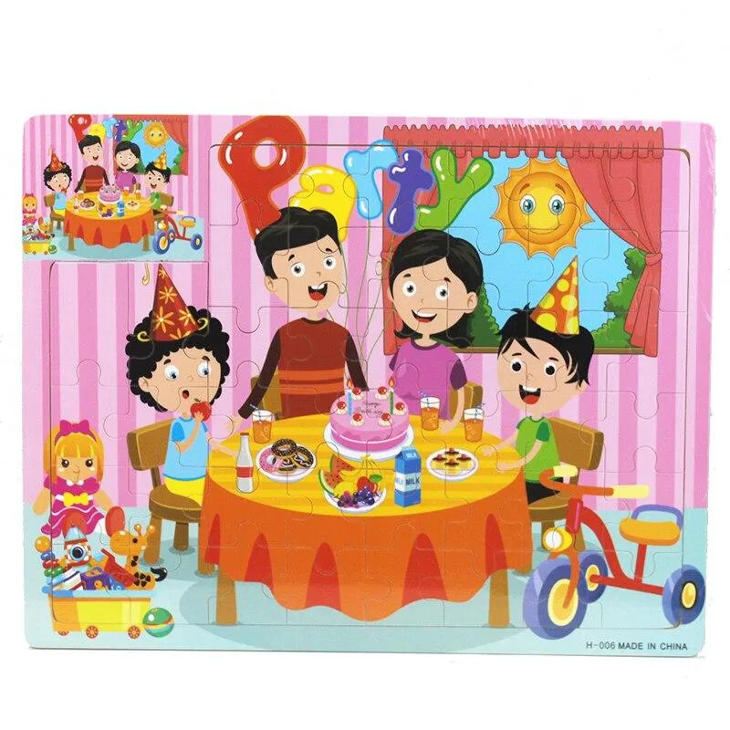 60 Pieces Wooden Puzzle Kids Toys Baby Wood Jigsaw Puzzles Cartoon Jurassic Dinosaur Animal Early Educational Toys for Children