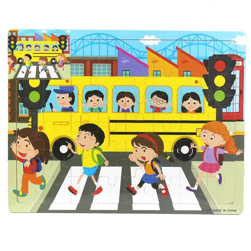 60 Pieces Wooden Puzzle Kids Toys Baby Wood Jigsaw Puzzles Cartoon Jurassic Dinosaur Animal Early Educational Toys for Children