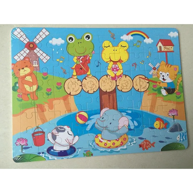 60 Pieces Wooden Puzzle Kids Toys Baby Wood Jigsaw Puzzles Cartoon Jurassic Dinosaur Animal Early Educational Toys for Children
