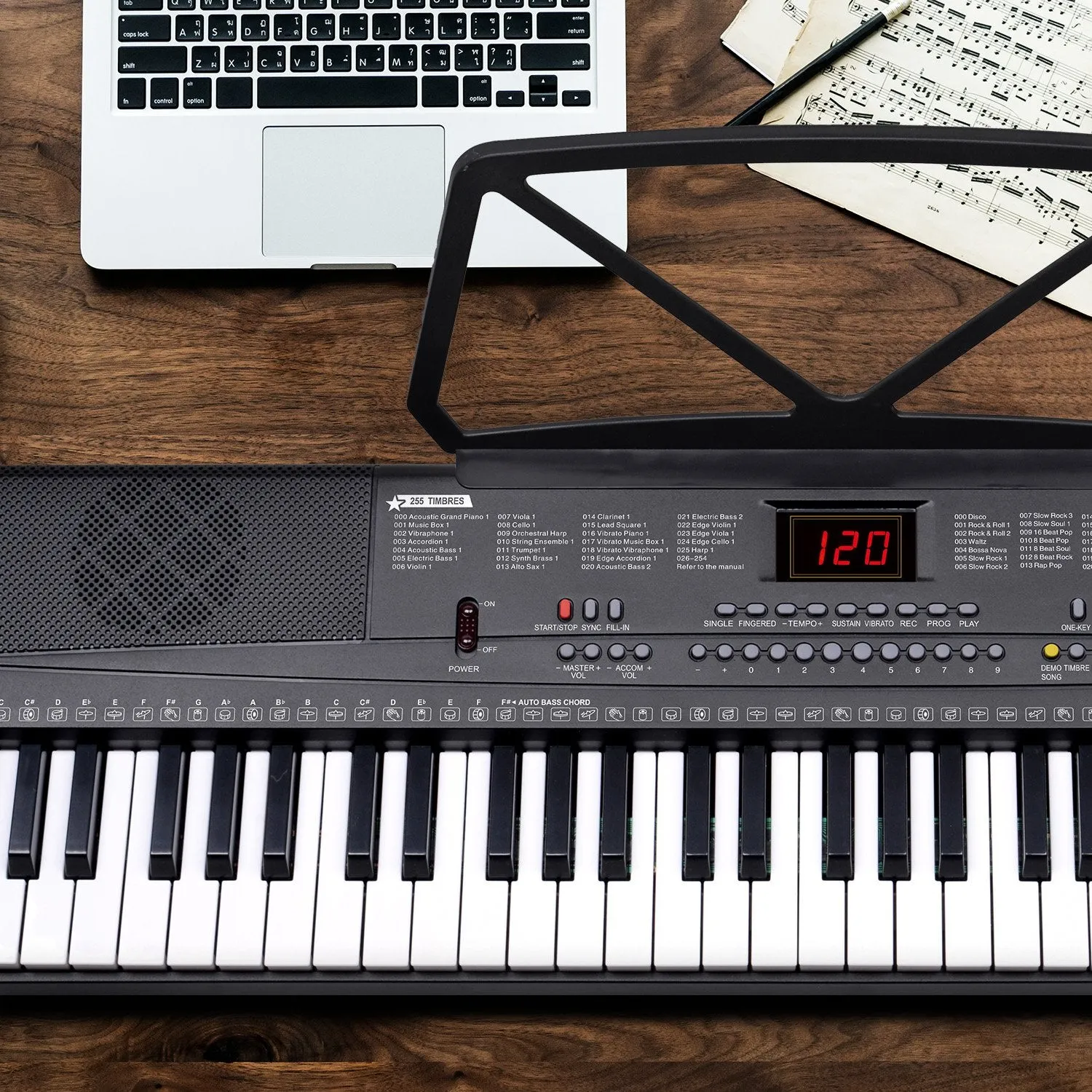 61-Key LED Electronic Keyboard, 255 Timbres, Rhythms, Karrera