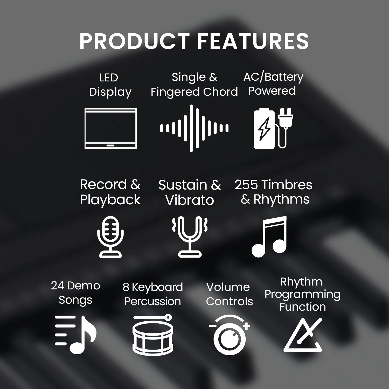 61-Key LED Electronic Keyboard, 255 Timbres, Rhythms, Karrera