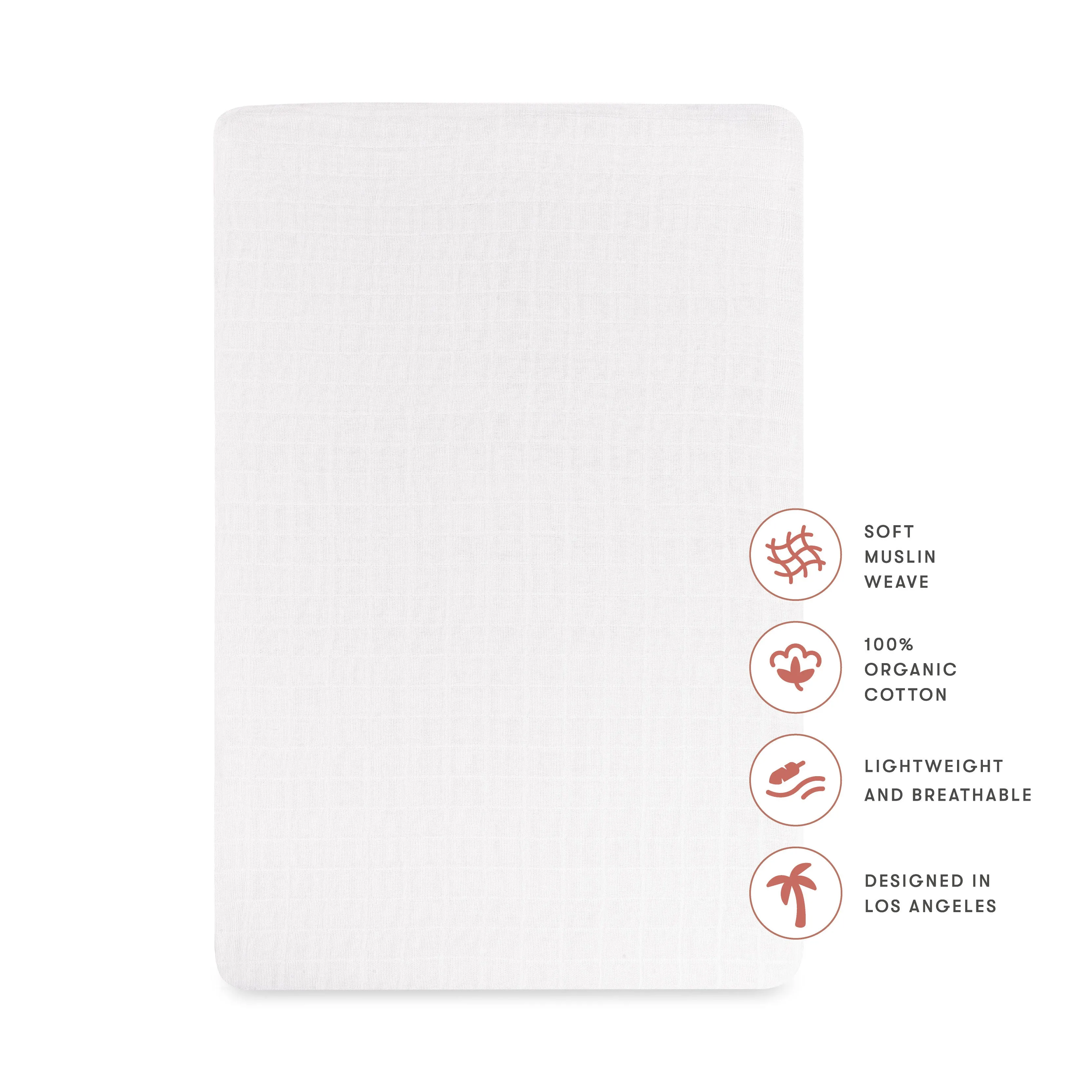 All-Stages Bassinet Sheet in GOTS Certified Organic Muslin Cotton - White