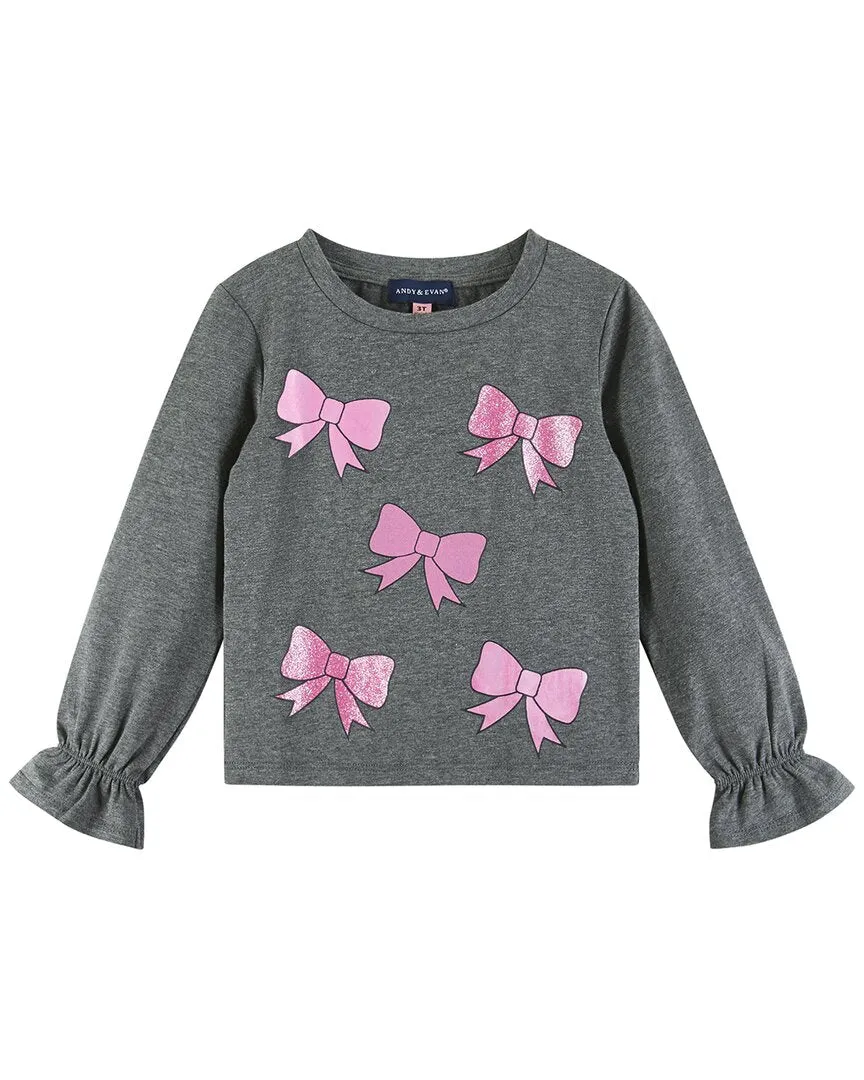 Andy & Evan Bow Graphic Top & Skirt Set
