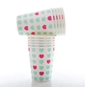 Aqua & Hot Pink Sweetheart Cups