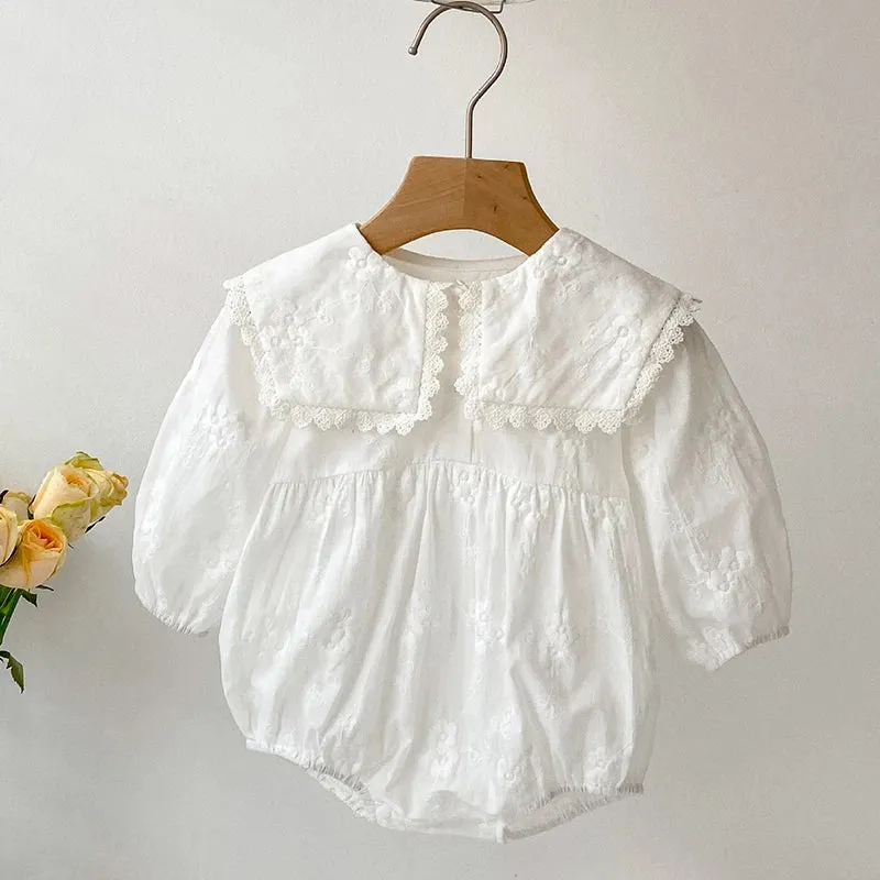 Autumn Infant Baby Girls Jumpsuit 0-24M Baby Romper Girls Clothing Spring Cotton Long Sleeve Embroidery Toddler Baby Girl Romper