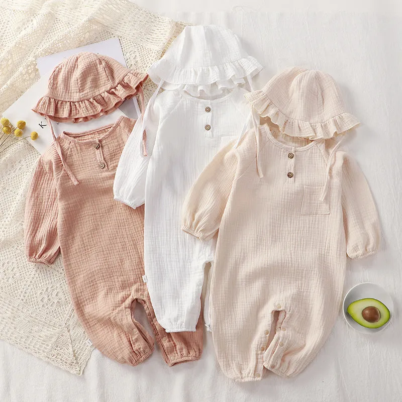 Baby Gauze Jumpsuit with Hat