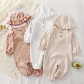 Baby Gauze Jumpsuit with Hat