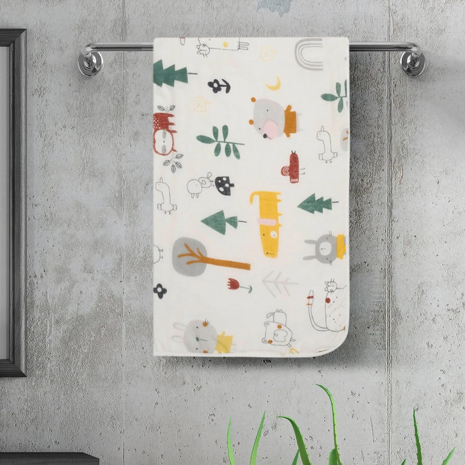 Baby Moo Zoo 100% Cotton Ultra Soft Eco Friendly Absorbent Towel - White
