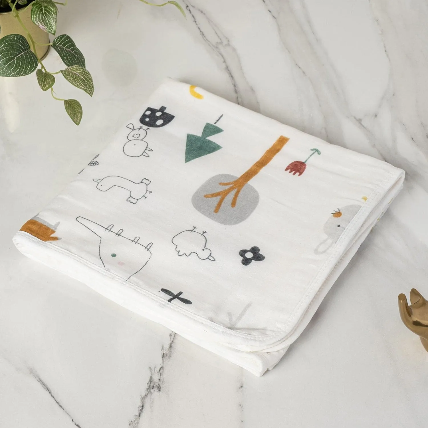 Baby Moo Zoo 100% Cotton Ultra Soft Eco Friendly Absorbent Towel - White