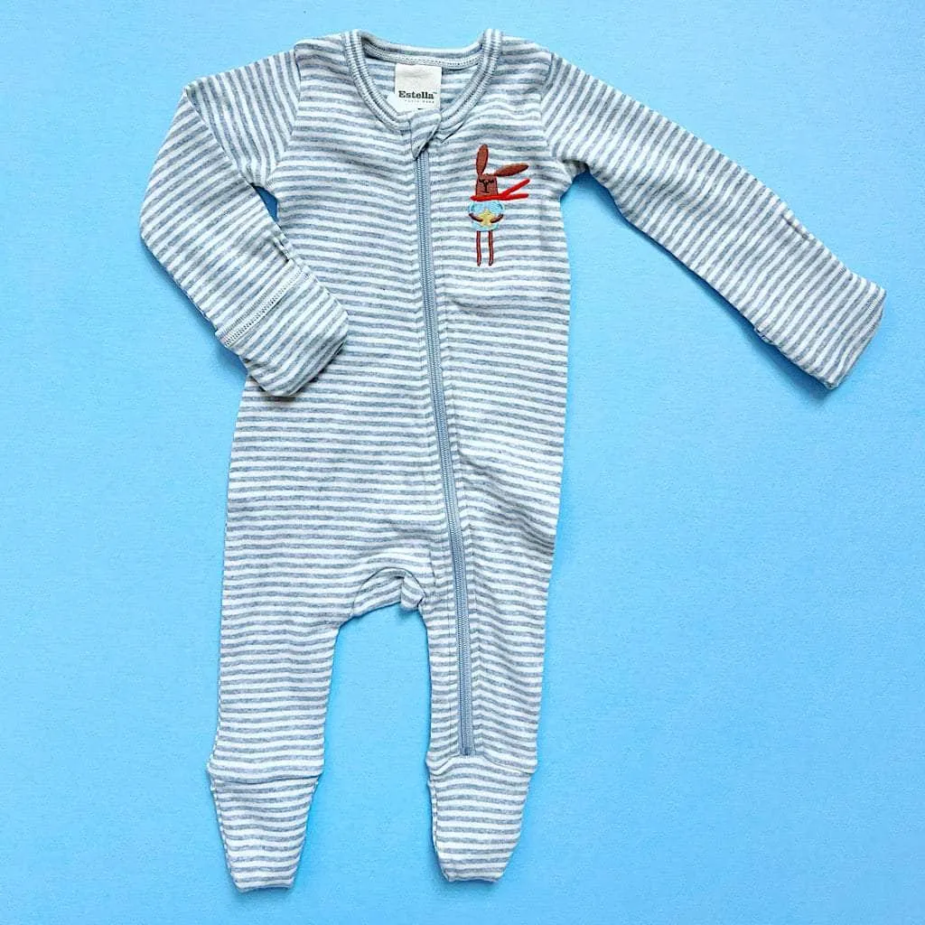 Baby Zip Sleeper-Bunny Embroidery