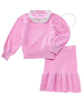 Badgley Mischka Chenille Sweater & Skirt Set