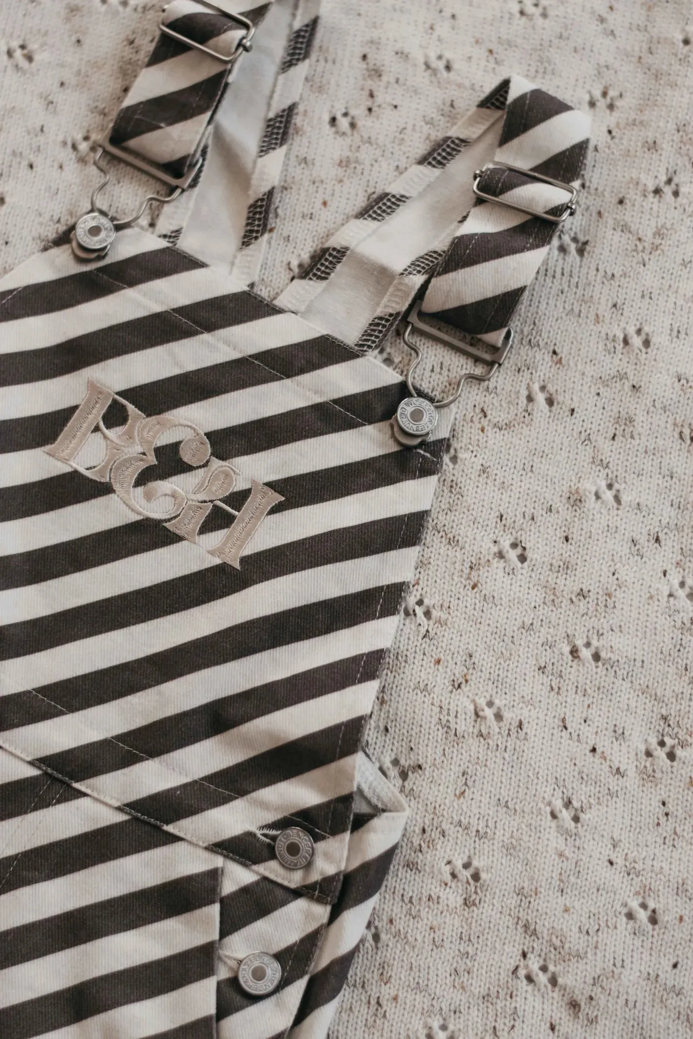 Bencer & Hazelnut Denim Overalls - Charcoal Stripes