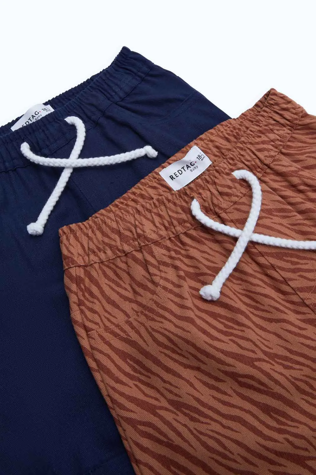 Boys Navy and Rust Poplin Short Set (Pack of 2)
