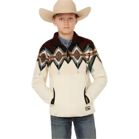 Boy's Powder River Outfitters Southwestern Print Sherpa Pullover DK91C04069