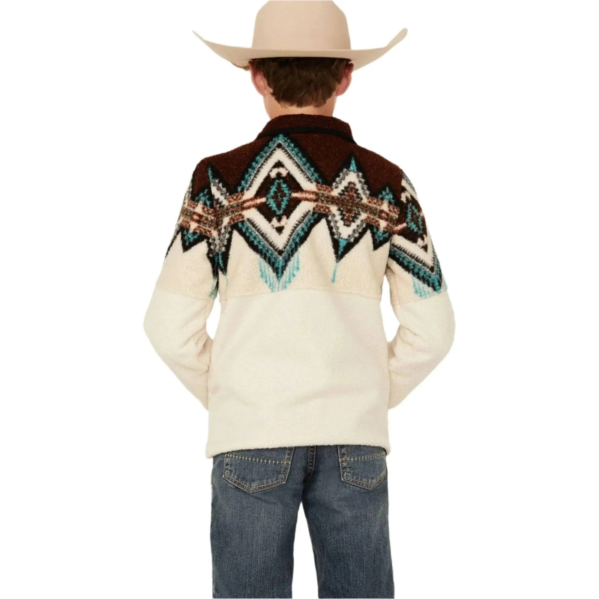 Boy's Powder River Outfitters Southwestern Print Sherpa Pullover DK91C04069