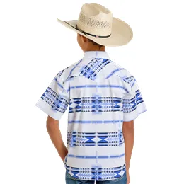 Boy's Rock & Roll Aztec Print Pearl Snap Shirt BBN3S06495