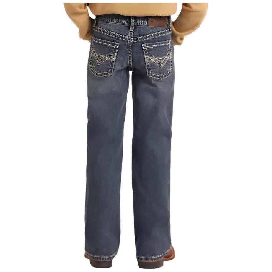 Boy's Rock and Roll Denim Regular Fit Two-Tone V Stitch Bootcut Jeans BB0BD05590